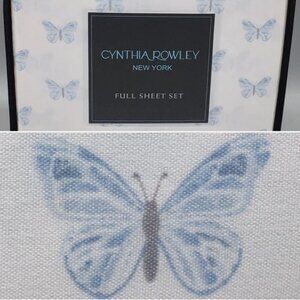 4pc Cynthia Rowley Delicate Butterfly FULL Sheet Set Blue 15" Deep Mattress NEW